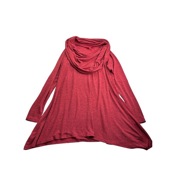 Belle Gray By Lisa Rinna Red Black Knit Long Sleeve Tunic Top Size S - Picture 1 of 5